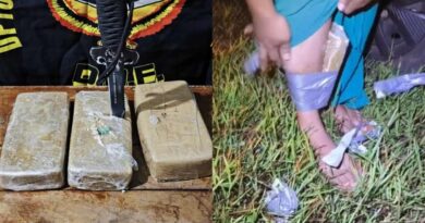 Mulher é presa com pasta base de cocaína amarrada na perna, em Nioaque